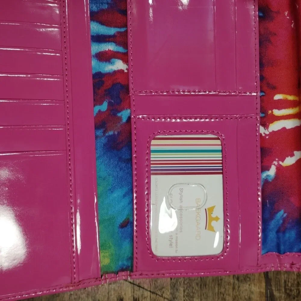 Baekgaard Leather? Patent Clutch Wallet Pink NWT Credit Card Pocket